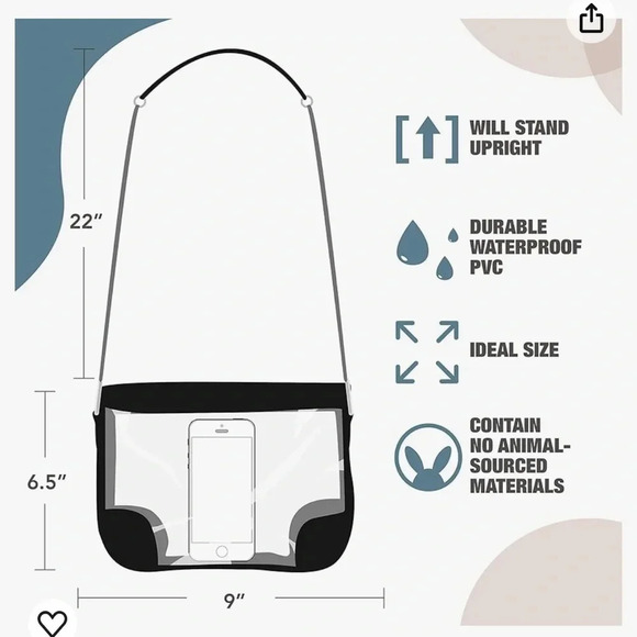 Clarity Handbag Clear Stadium Approved Crossbody Transparent Black Python Purse - Picture 12 of 15